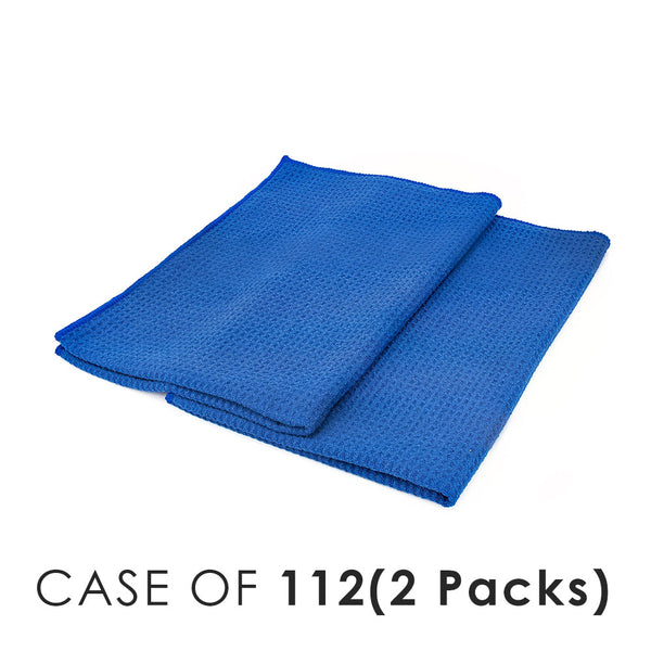 Standard Waffle Weave Royal Blue layered view with the text "Case of 112(2 Packs)" on a white background.