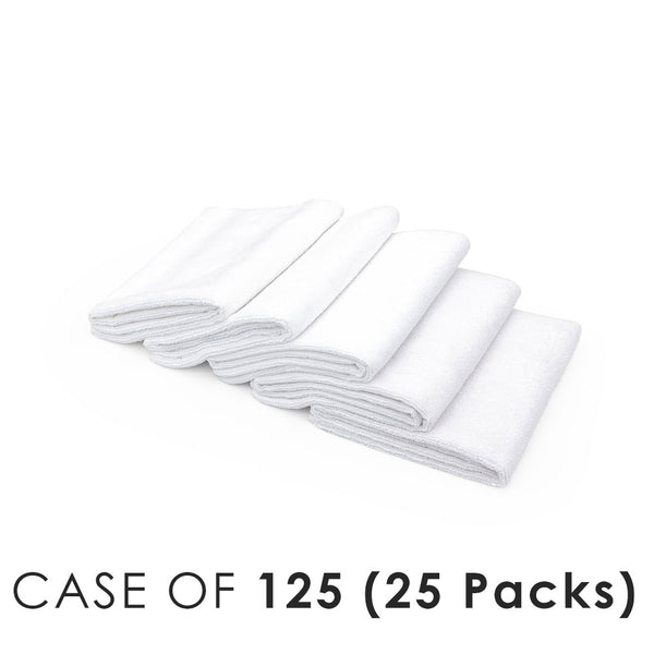 Car Wash Towel 16x27 white layered view with the text "Case of 125 (25 Packs)" on a white background