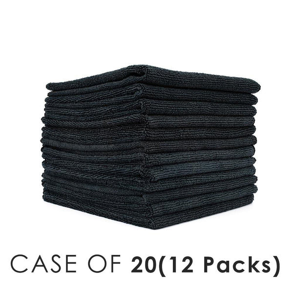 All Purpose Terry Black Stack view with the text "Case of 20(12 Packs)" on a white background.