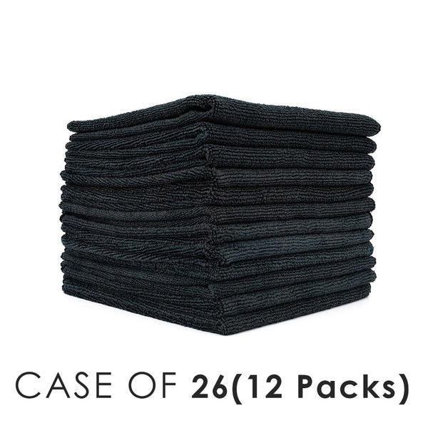 All Purpose Terry Black Stack view with the text "Case of 26(12 Packs)" on a white background.