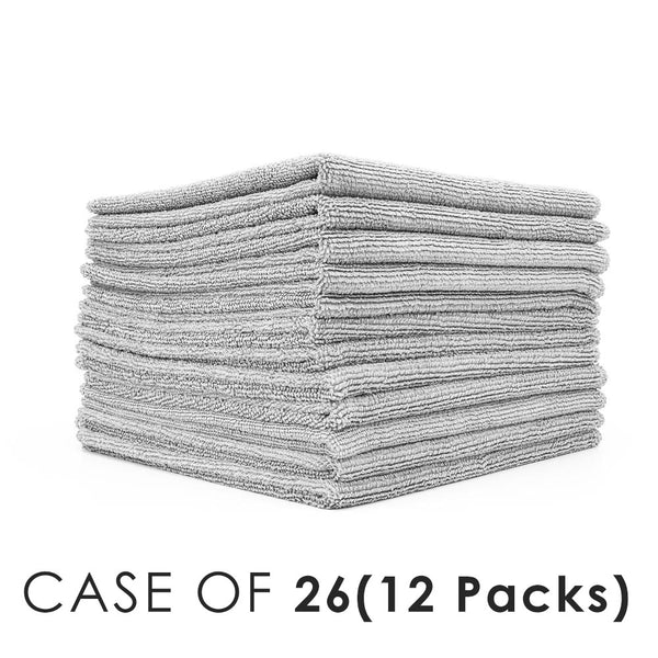 All Purpose Terry Ice Grey Stack view with the text "Case of 26(12 Packs)" on a white background.
