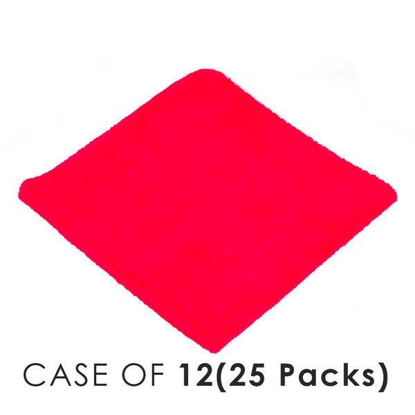 Edgeless 245 16x16 red folded view with the text "Case of 12(25 Packs)" on a white background.