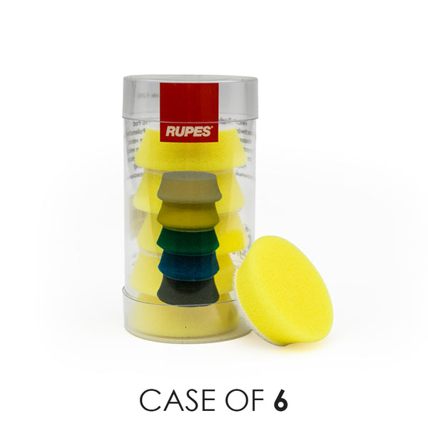 Rupes Da Fine pads 40mm with the text "Case of 6" on a white background.