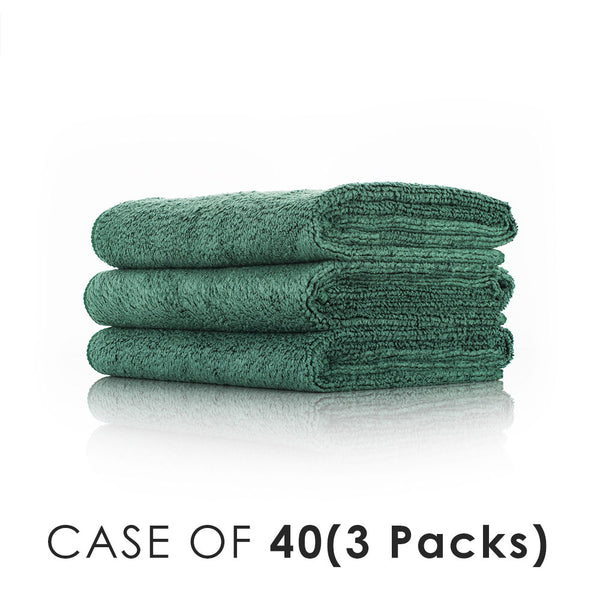 Spa and Workout 16x27 dark green stacked view with the text "Case of 40 (3 Packs)" on a white background.