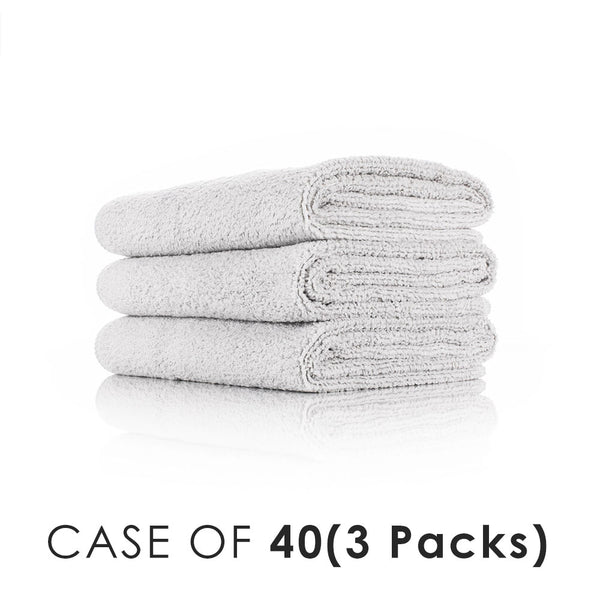 Spa and Workout 16x27 ice grey stacked view with the text "Case of 40 (3 Packs)" on a white background.