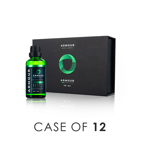 Armour Detail Supply Quartz 50ml bottle and packaging front view with the text "Case of 12" on a white background.