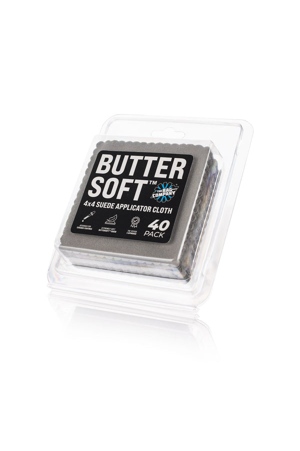 Butter Soft 4x4 Suede Application Cloth packaging on a white background