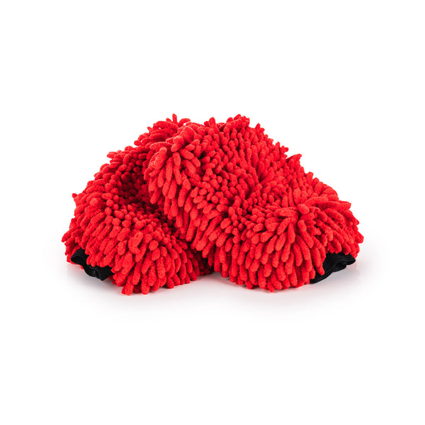 Chenille Mitt red 2 pack on a white background.