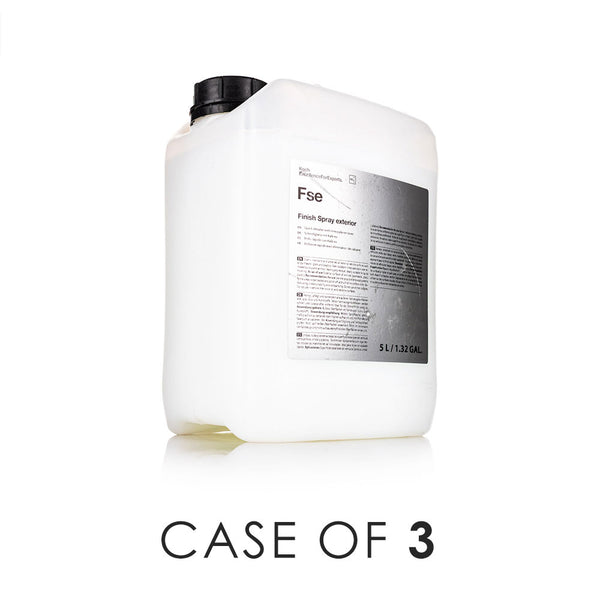 Koch-Chemie Finish Spray Exterior 5 Liter front view with the text "Case of 3" on a white background.