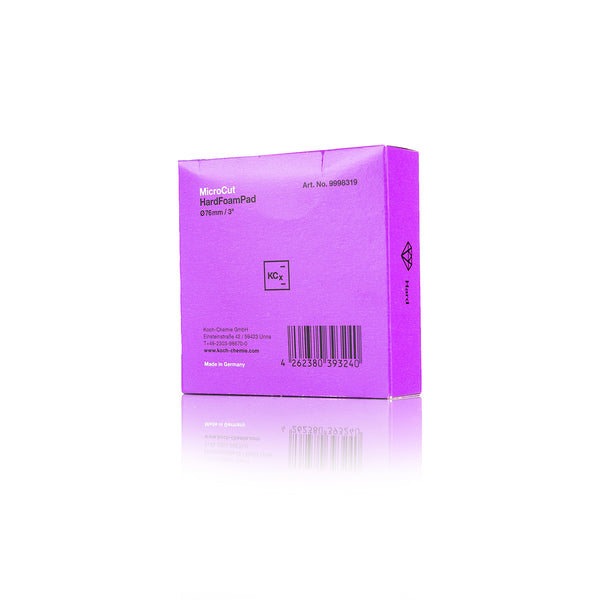Koch-Chemie MicroCut HardFoamPad 76mm packaging back view on a white background.