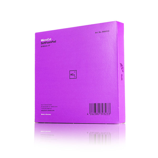 Koch-Chemie MicroCut SoftFoamPad 150mm packaging back view on a white background.