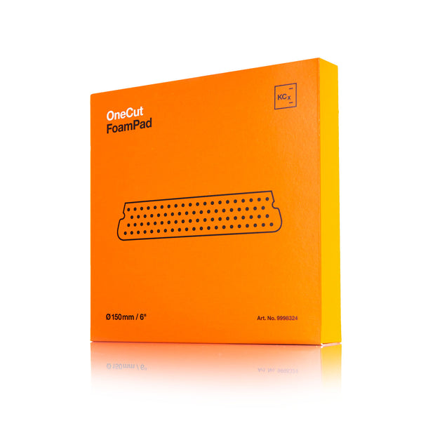 Koch-Chemie OneCut & Finish FoamPad 150mm packaging front view on a white background.