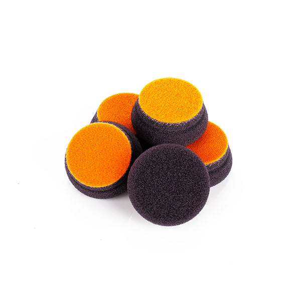 Koch-Chemie OneCut & Finish FoamPad 45mm 5 pack front and back view on a white background.