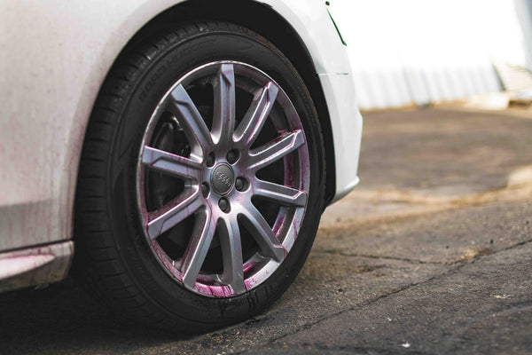 KochChemie Reactive Rust Remover on a car tire rim.