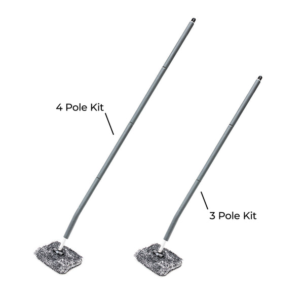 Mitt on a stick 3 pole version verses a 4 pole version on a white background.