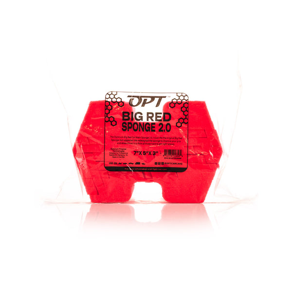 Optimum Big Red Sponge on a white background with the plastic packaging.
