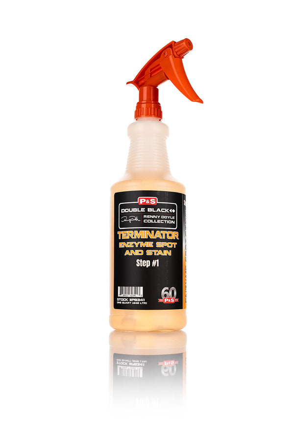 A spray bottle of P and S Terminator on a white background.