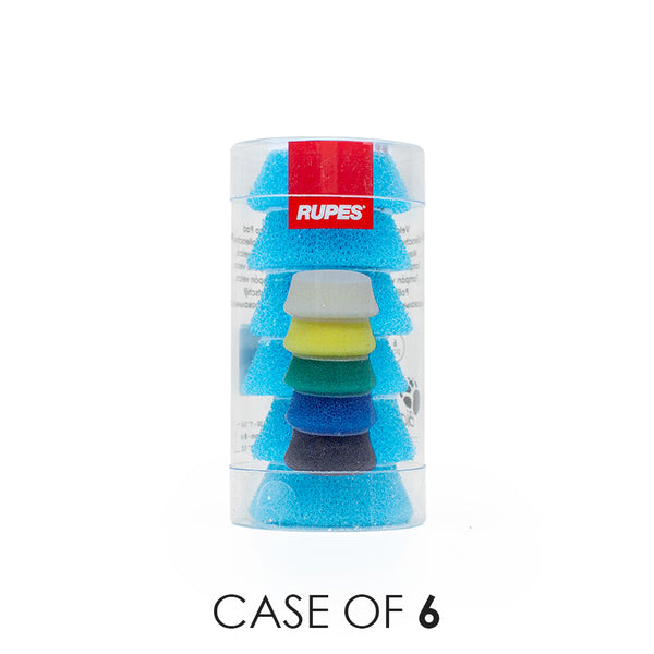 Rupes Da Coarse pads 40mm with the text "Case of 6" on a white background.