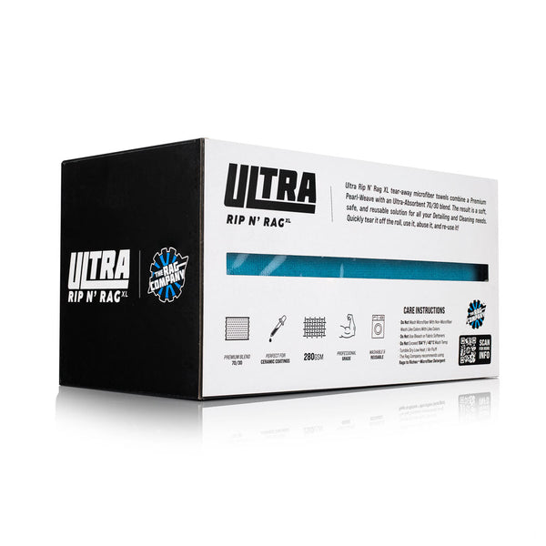The back of the TRC Ultra Rip N' Rag box on a white background.