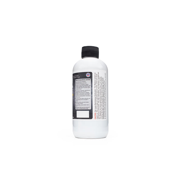Solution Finish Fusion Grey Restorer bottle side label on a white background.