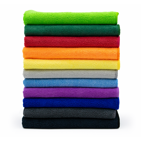 Car wash towels colors on a white background.