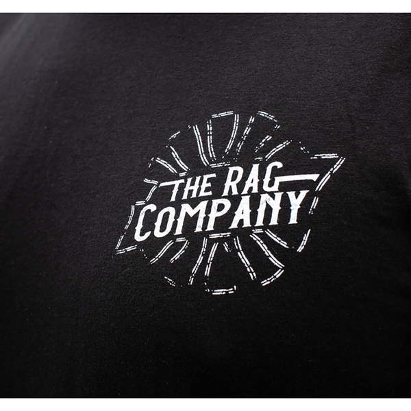The Rag Company Whiskey T-Shirt Black with white logo.