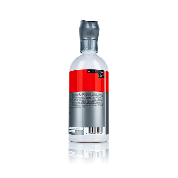 The back of a spray bottle of Koch Chemie Reactive Rust Remover on a white background.