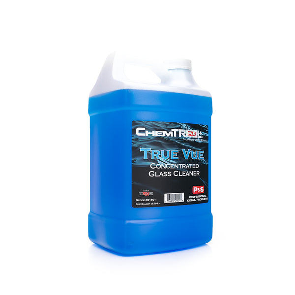 P&S true vue ready to use glass cleaner 1 Gallon bottle on a white background.