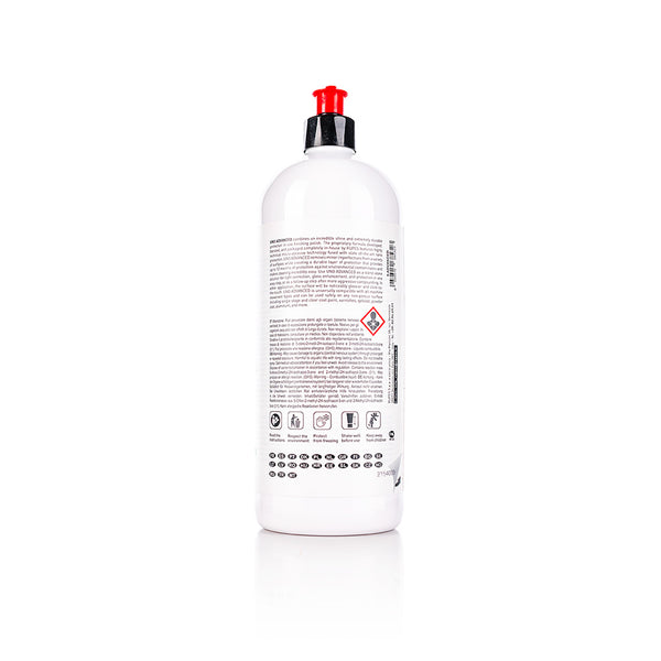 The back of a bottle of Rupes Uno Advanced on a white background.