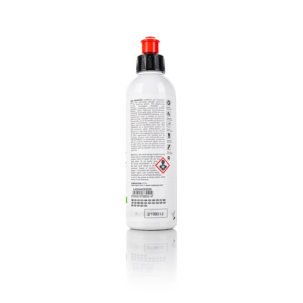 The back of a bottle of Rupes Uno Advanced on a white background.