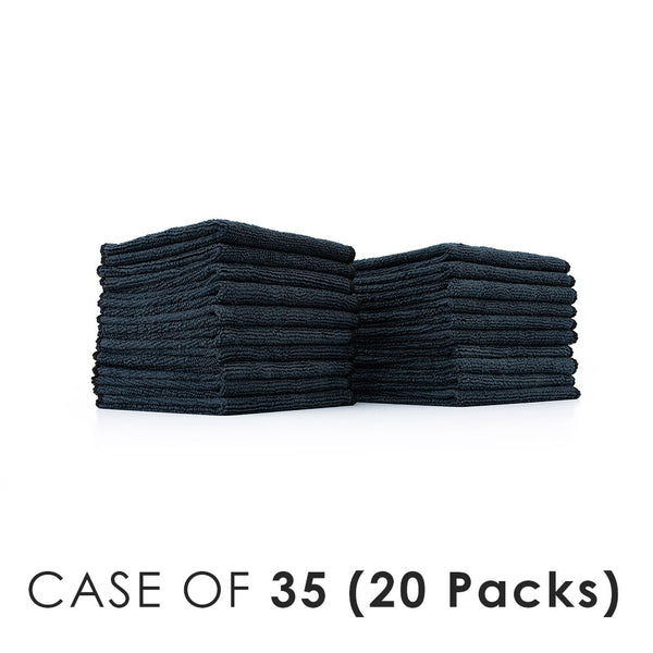 All Purpose Terry Black Stack view with the text "Case of 35 (20 Packs)" on a white background.