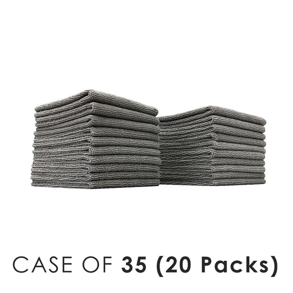 All Purpose Terry Dark Grey Stack view with the text "Case of 35 (20 Packs)" on a white background.