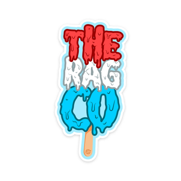 Fourth of july sticker melting popsicle on a white background.
