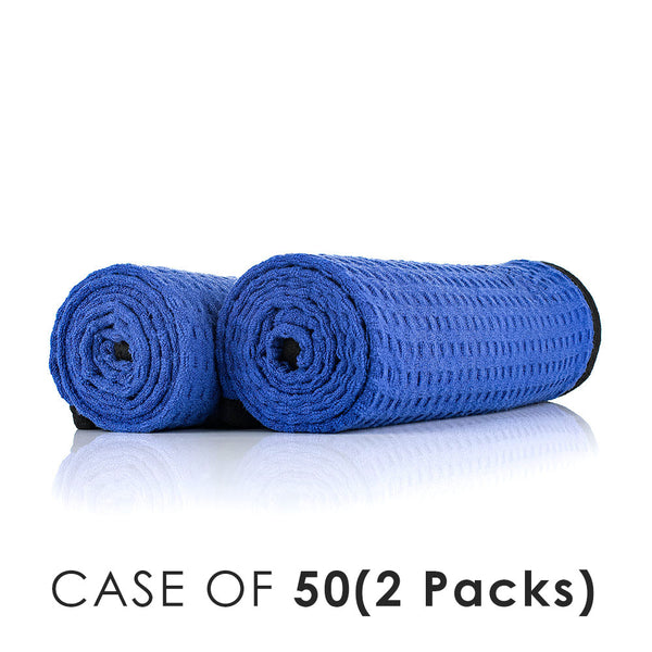 Dry Me a River 20x40 navy blue rolled view with the text "Case of 50(2 Packs) on a white background.