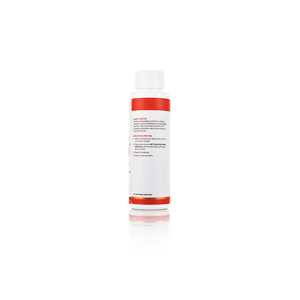 The back of a bottle of Gtechniq Metal Polish on a white background.