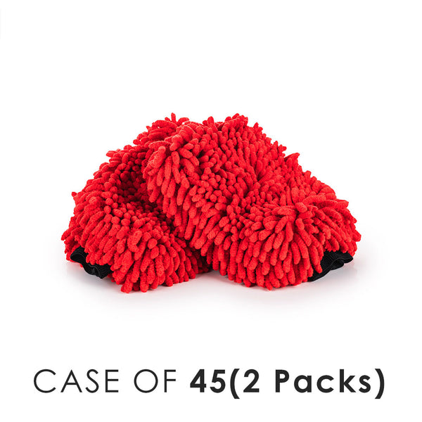 Chenille Mitt red with the text "Case of 45 (2 Packs) on a white background.