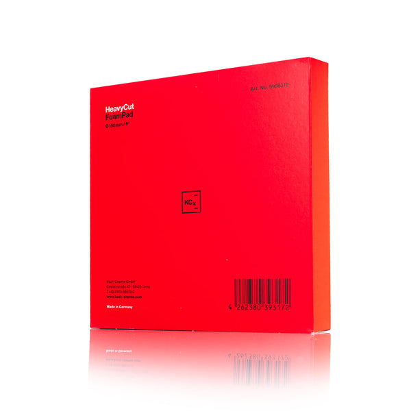 Koch-Chemie HeavyCut FoamPad 150mm packaging back view on a white background.