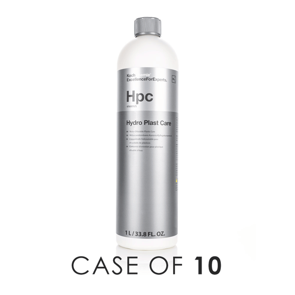 Koch-Chemie Hydro Plast Care 1 Liter bottle front view on a white background with tht text "Case of 10".