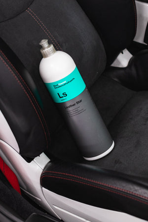 Koch-Chemie Leather Star bottle in passenger seat of Porsche GT3