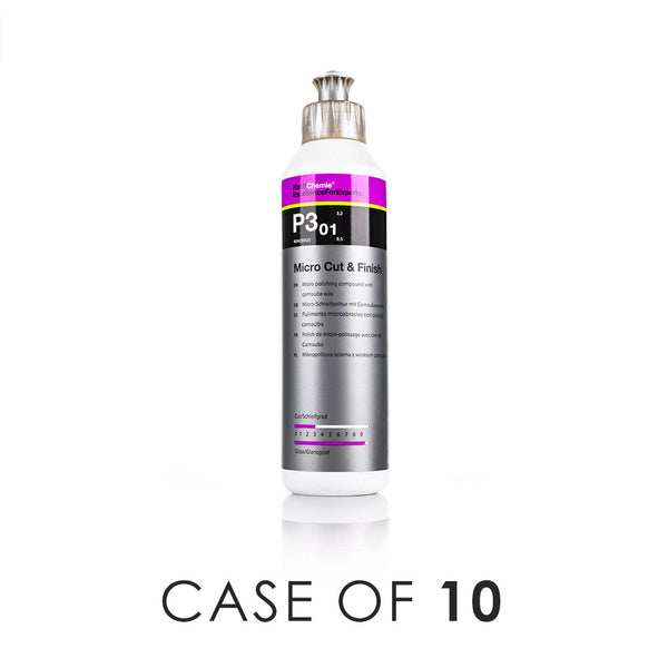 Koch-Chemie Micro Cut 250ml front view with the text "Case of 10" on a white background.