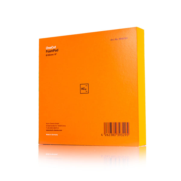 Koch-Chemie OneCut & Finish FoamPad 150mm packaging back view on a white background.