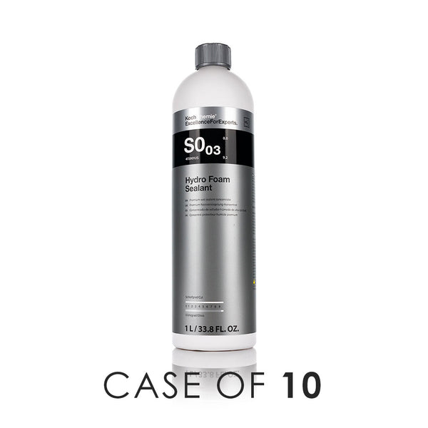 Koch-Chemie S0.03 Hydro Foam Sealant front view with the text "Case of 10" on a white background.