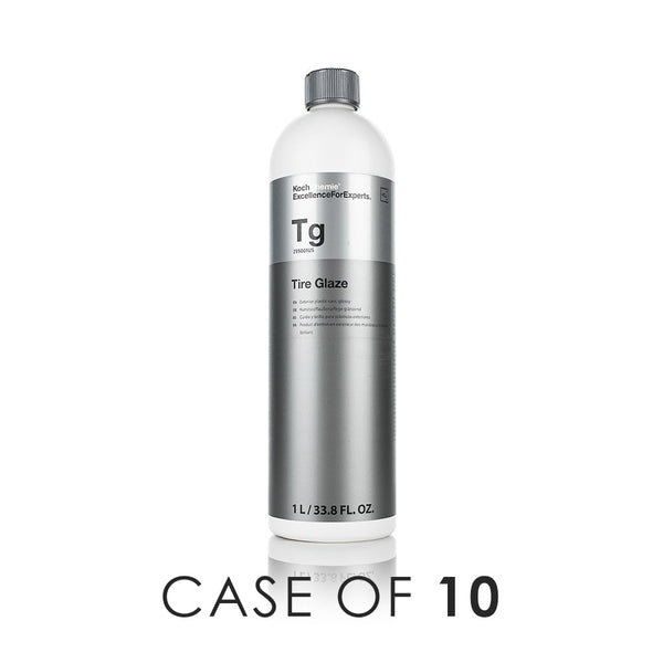 A bottle of Koch Chemie Tire Glaze on a white background with the text 'Case of 10'.