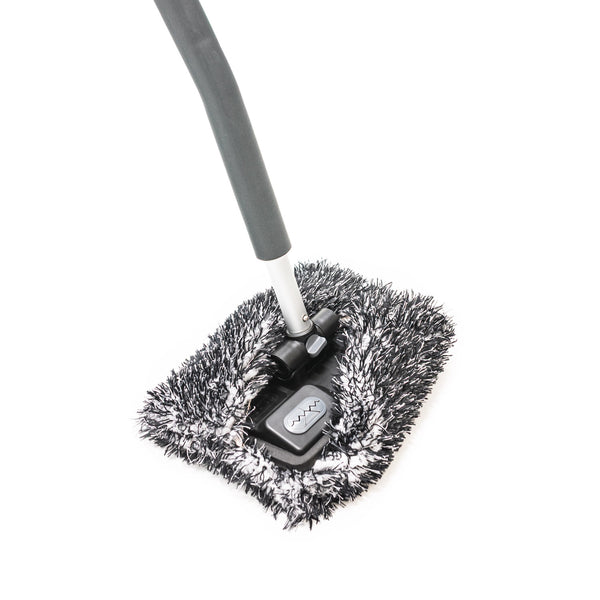 Mitt on a stick holder and pad view on a white background.