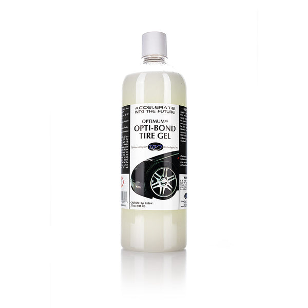 A bottle of Optimum Opti-Bond Tire Gel on a white background.
