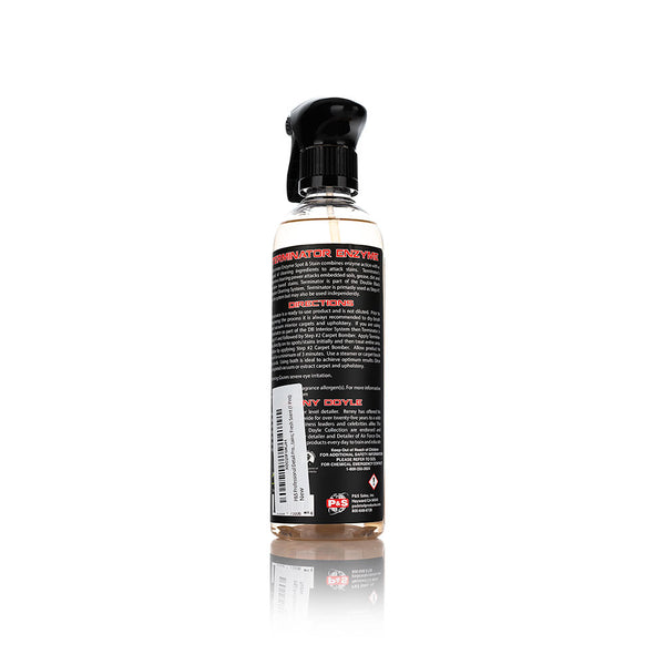 The back of a spray bottle of P and S Terminator on a white background.