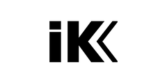 iK logo on a checkered background.