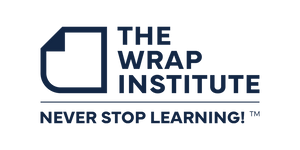 The Wrap Institute logo on a checkered background.