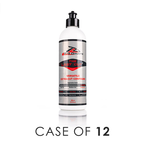 The Last Detail Last Cut Plus 16oz bottle front view with the text "Case of 12" on a white background.