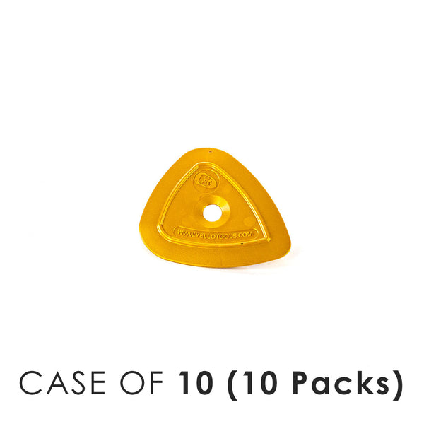 A gold Yelloplek on a white background with the text 'Case of 10 (10 Packs)'.